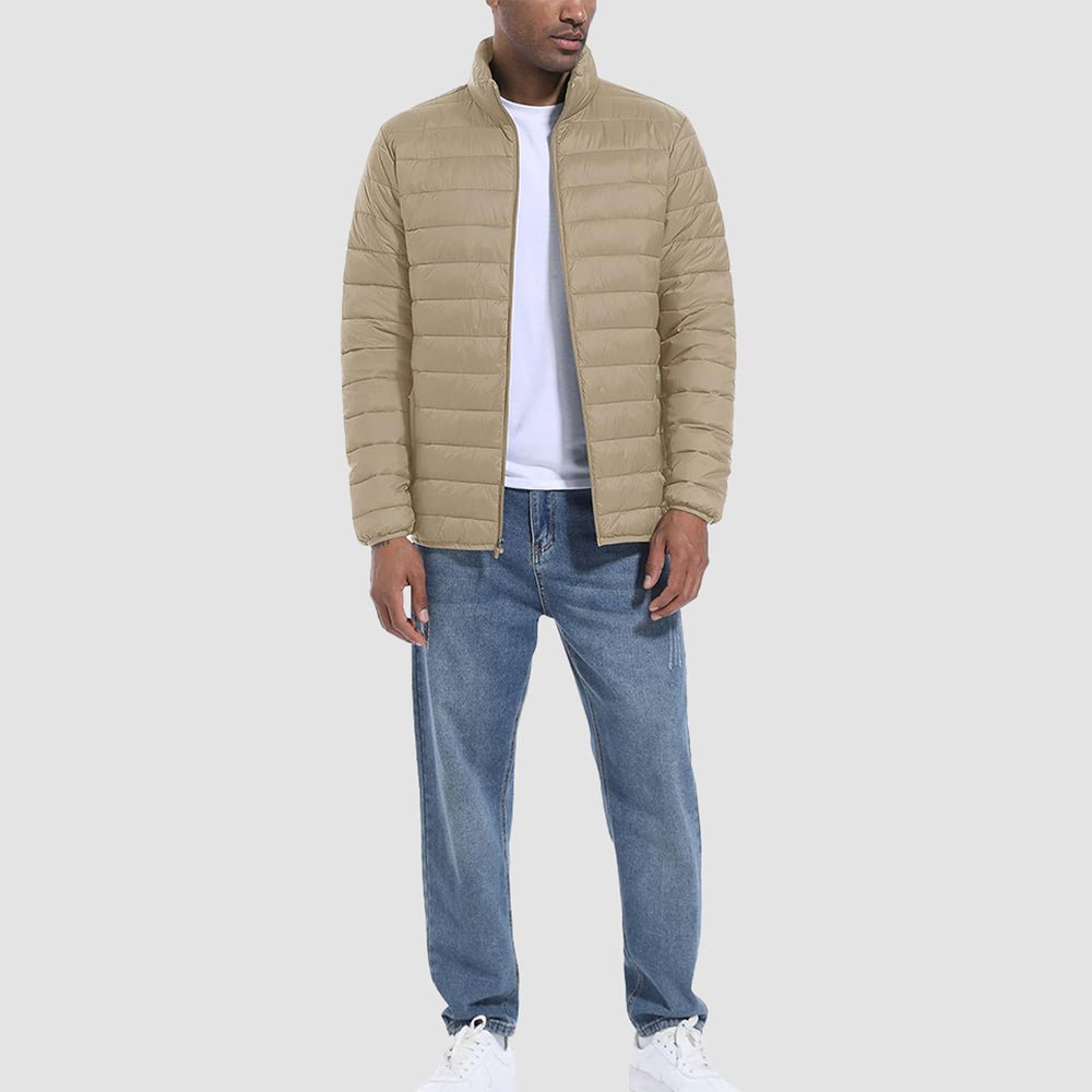 Khaki Men's Lightweight Puffer Jacket – Water - Repellent Winter Coat - MAGCOMSEN