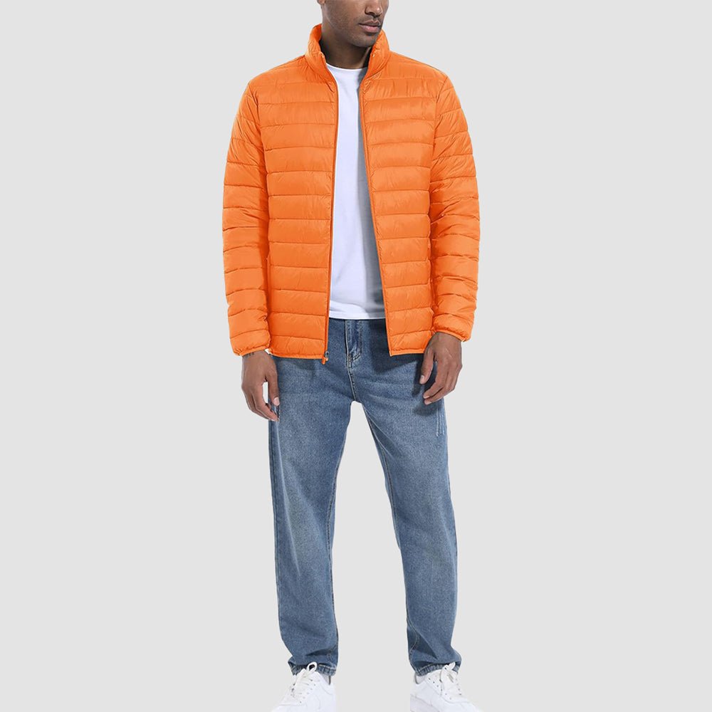 Orange Men's Lightweight Puffer Jacket – Water - Repellent Winter Coat - MAGCOMSEN