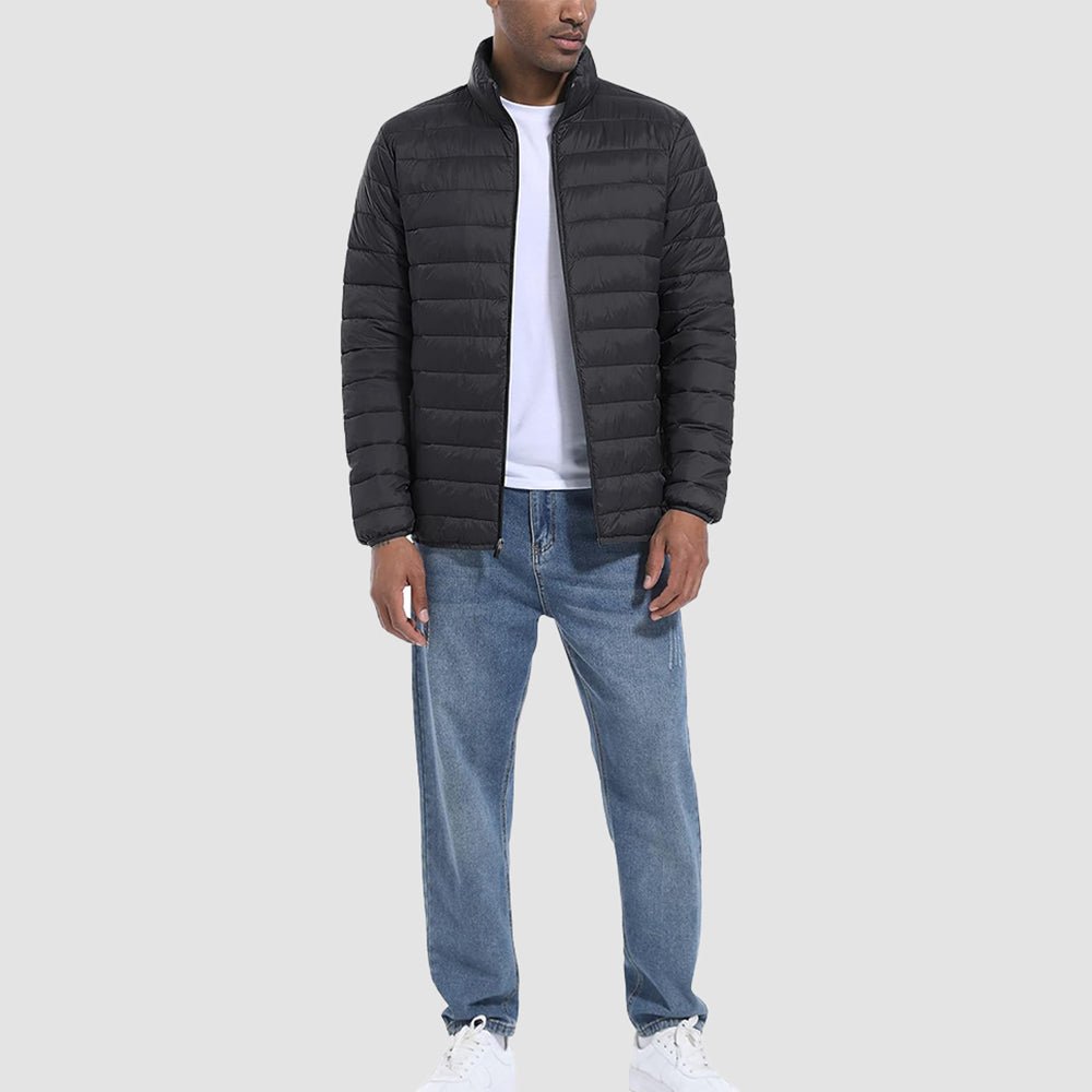Black Men's Lightweight Puffer Jacket – Water - Repellent Winter Coat - MAGCOMSEN