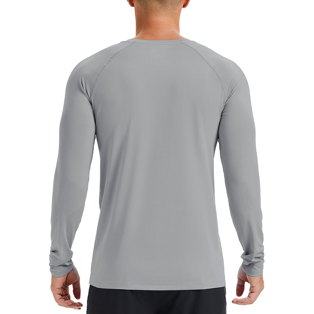 Light Grey Men's Long Sleeve Rash Guard UPF 50+ Athletic Swim Shirt - MAGCOMSEN