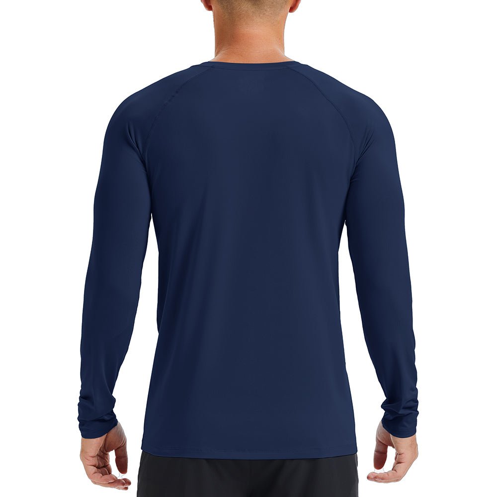 Navy Men's Long Sleeve Rash Guard UPF 50+ Athletic Swim Shirt - MAGCOMSEN