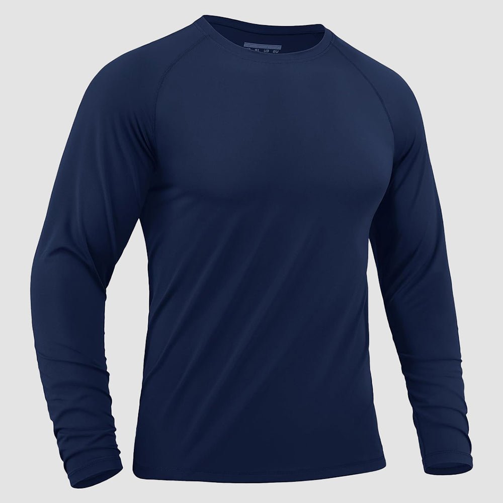 Navy Men's Long Sleeve Rash Guard UPF 50+ Athletic Swim Shirt - MAGCOMSEN