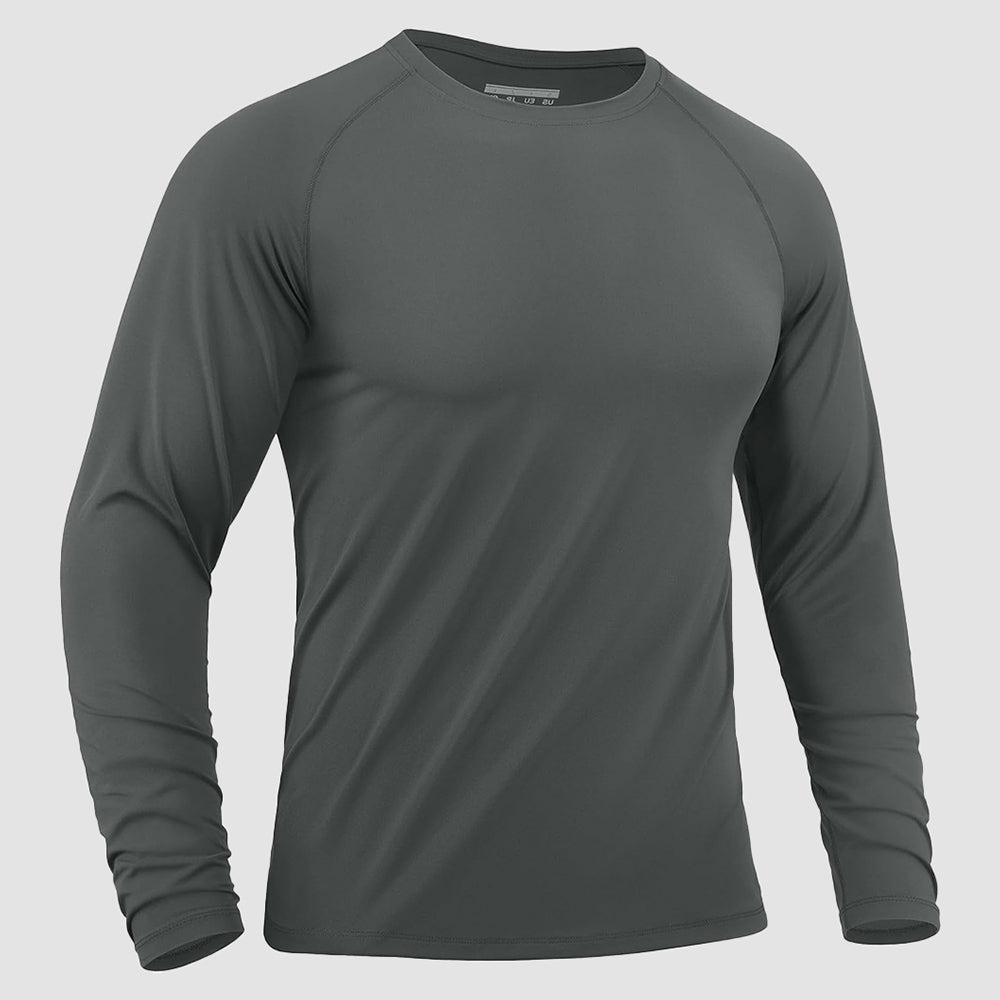 Dark Grey Men's Long Sleeve Rash Guard UPF 50+ Athletic Swim Shirt - MAGCOMSEN