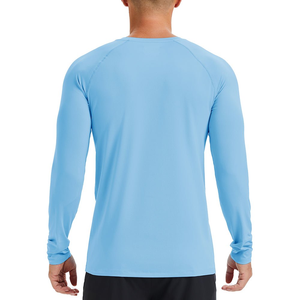 Sky Blue Men's Long Sleeve Rash Guard UPF 50+ Athletic Swim Shirt - MAGCOMSEN