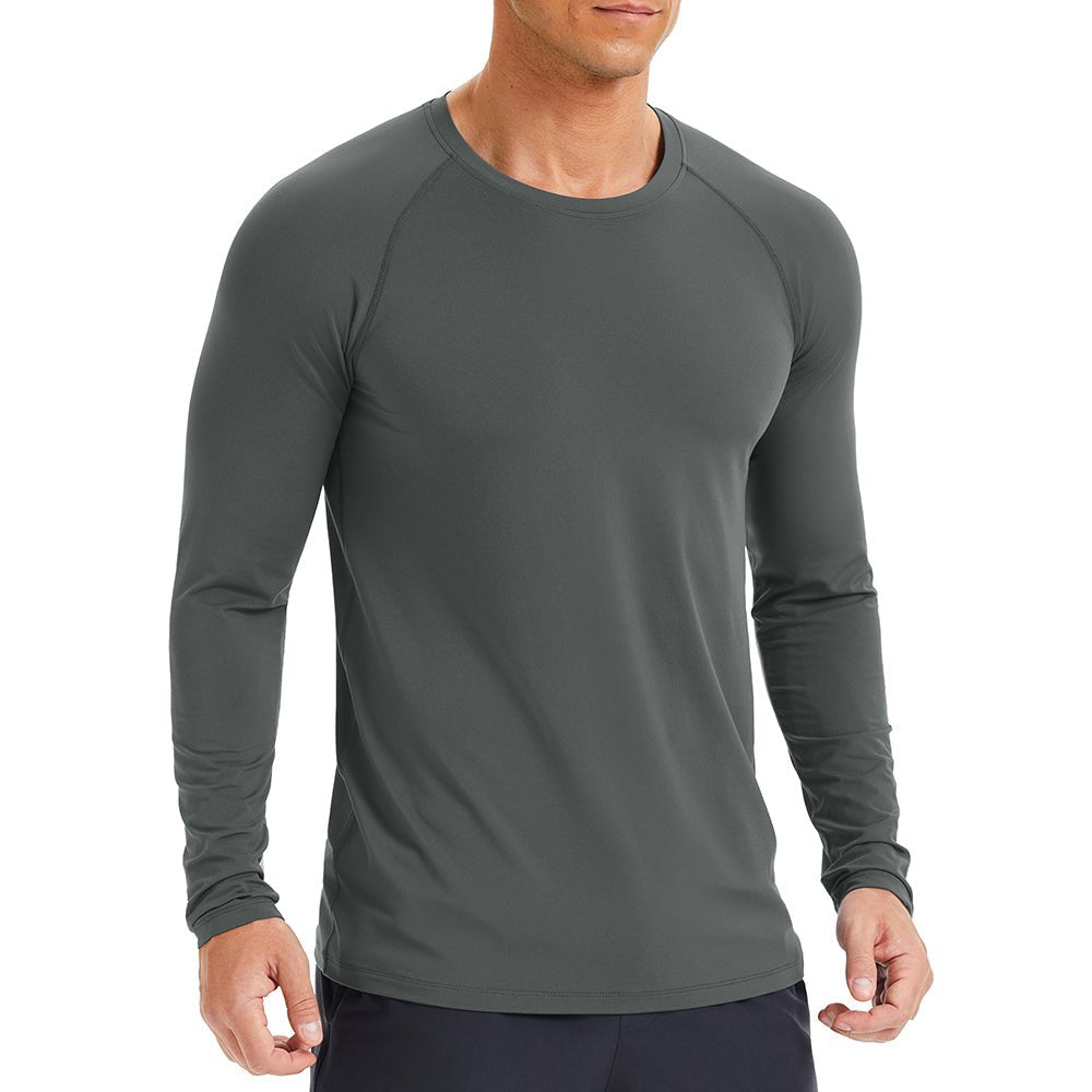 Dark Grey Men's Long Sleeve Rash Guard UPF 50+ Athletic Swim Shirt - MAGCOMSEN