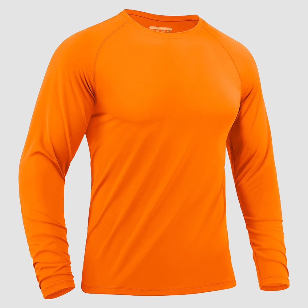 Orange Men's Long Sleeve Rash Guard UPF 50+ Athletic Swim Shirt - MAGCOMSEN
