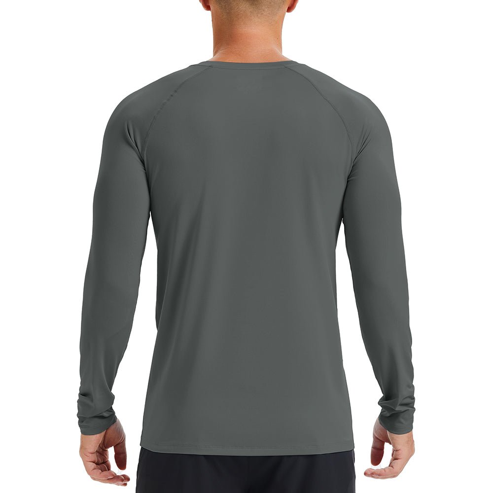 Dark Grey Men's Long Sleeve Rash Guard UPF 50+ Athletic Swim Shirt - MAGCOMSEN