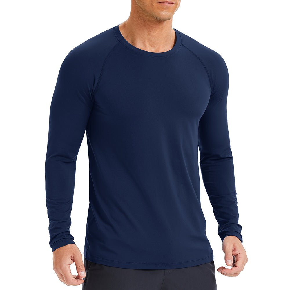 Navy Men's Long Sleeve Rash Guard UPF 50+ Athletic Swim Shirt - MAGCOMSEN