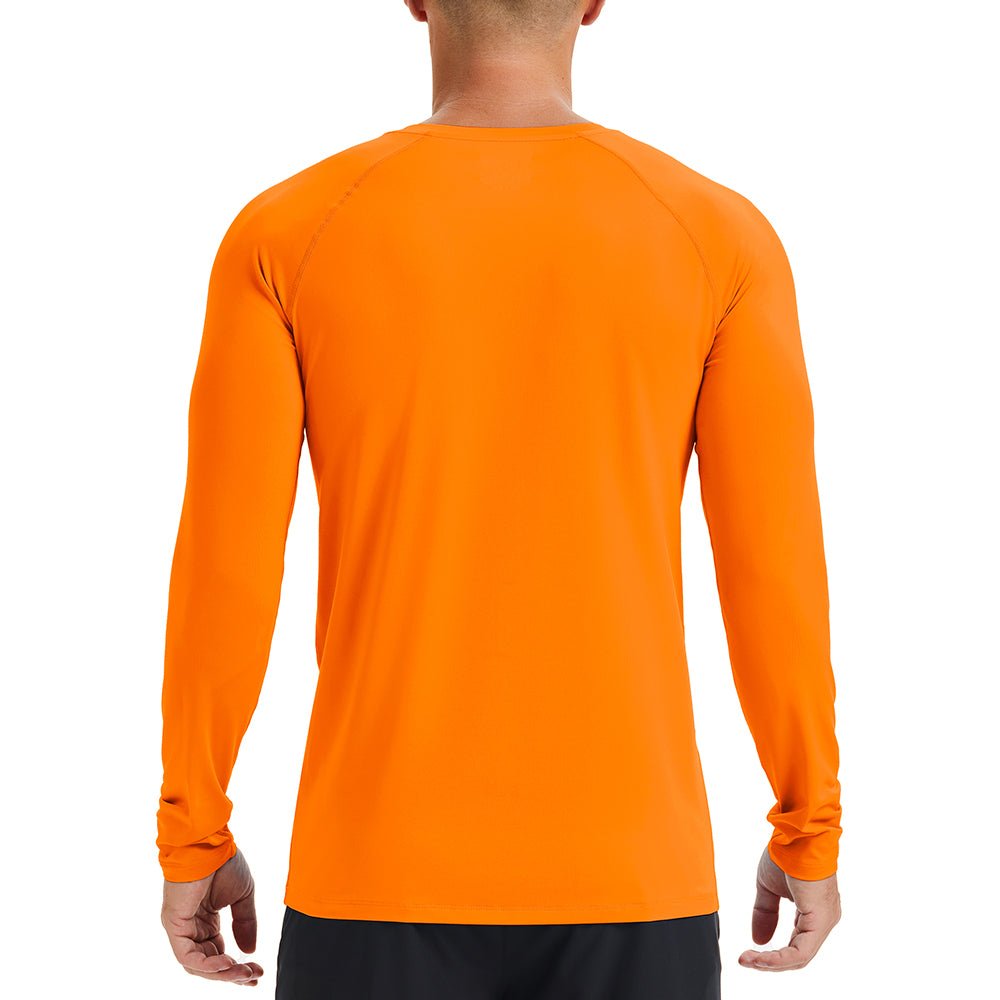 Orange Men's Long Sleeve Rash Guard UPF 50+ Athletic Swim Shirt - MAGCOMSEN