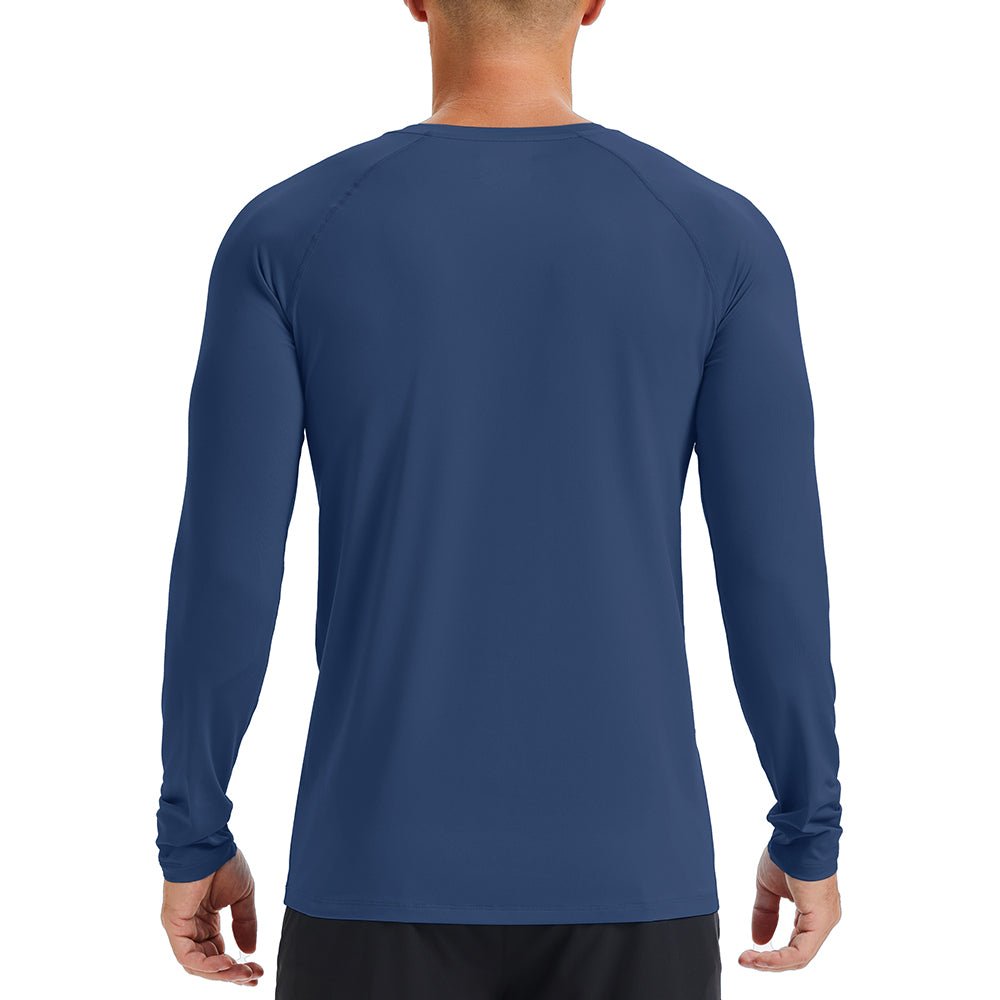 Blue Grey Men's Long Sleeve Rash Guard UPF 50+ Athletic Swim Shirt - MAGCOMSEN