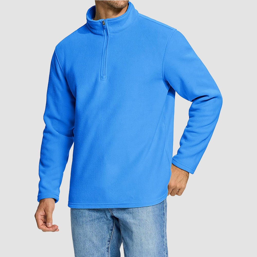 Azure Men's Polar Fleece Pullover Quarter Zip Winter Sweatshirt - MAGCOMSEN