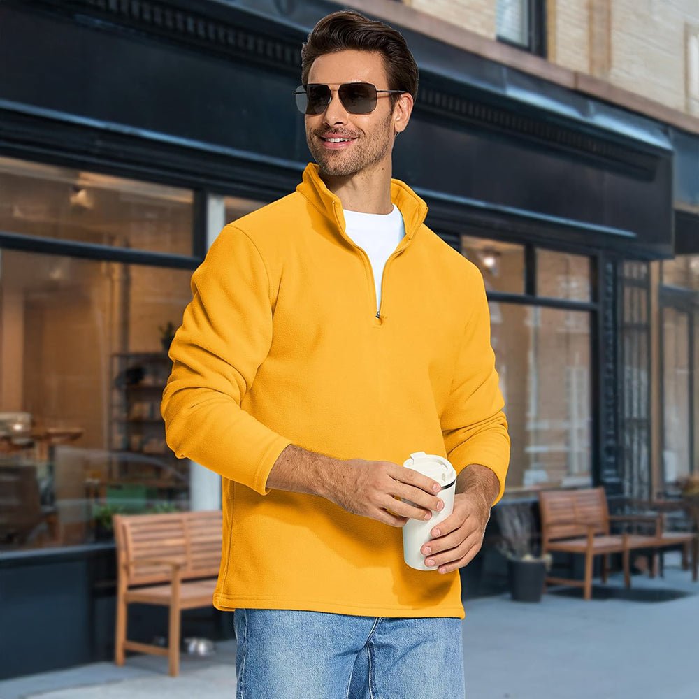 Ginger Men's Polar Fleece Pullover Quarter Zip Winter Sweatshirt - MAGCOMSEN