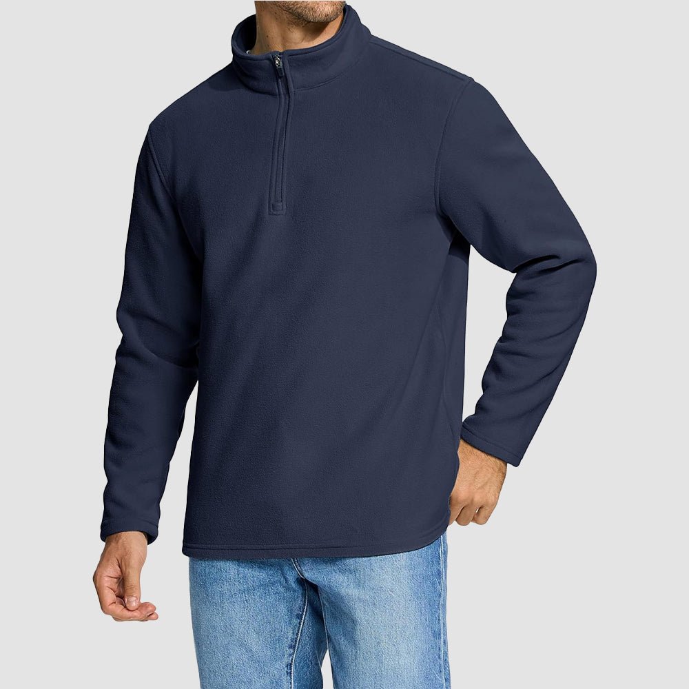 Navy Men's Polar Fleece Pullover Quarter Zip Winter Sweatshirt - MAGCOMSEN
