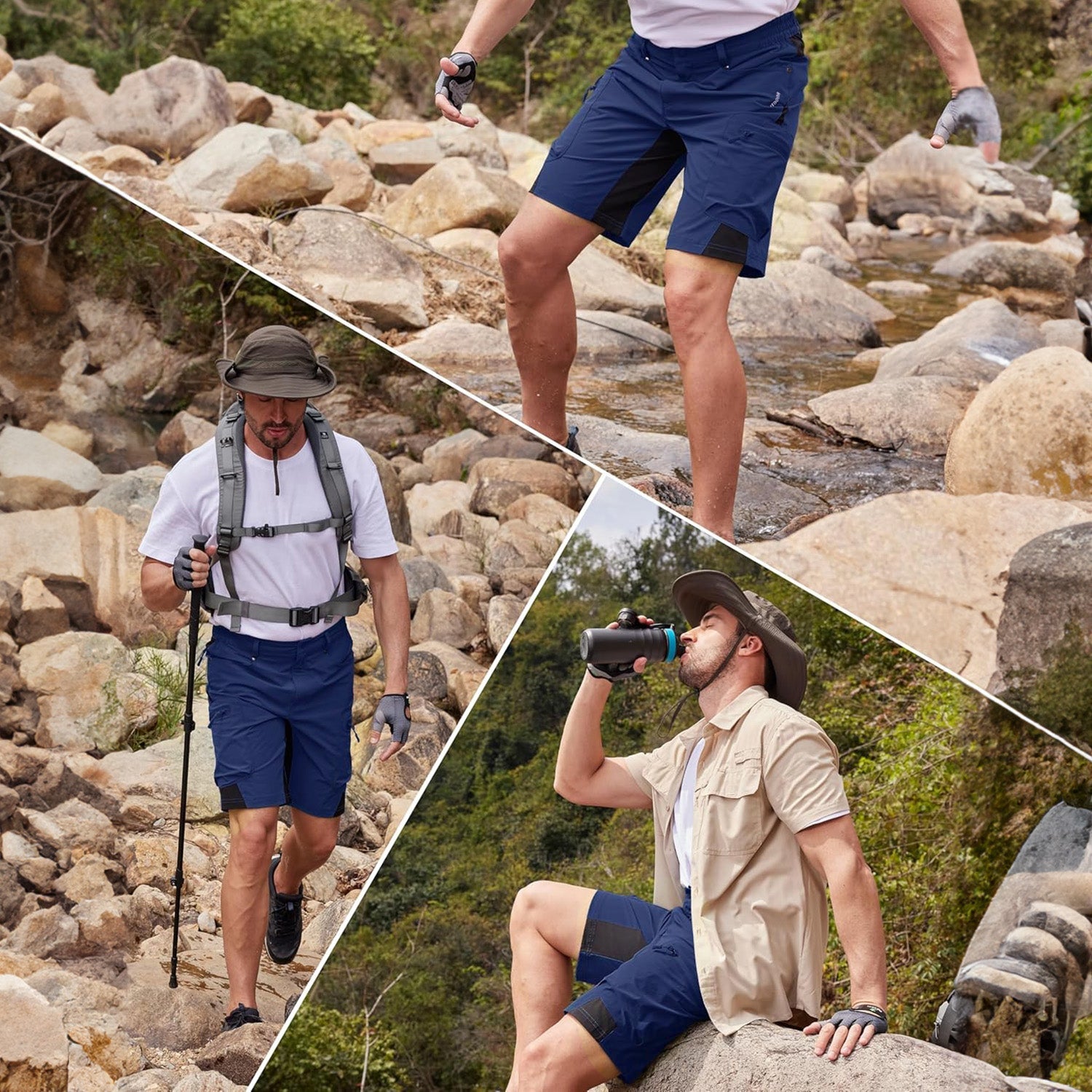 Royal Blue Men's Quick Dry Cargo Shorts - MAGCOMSEN