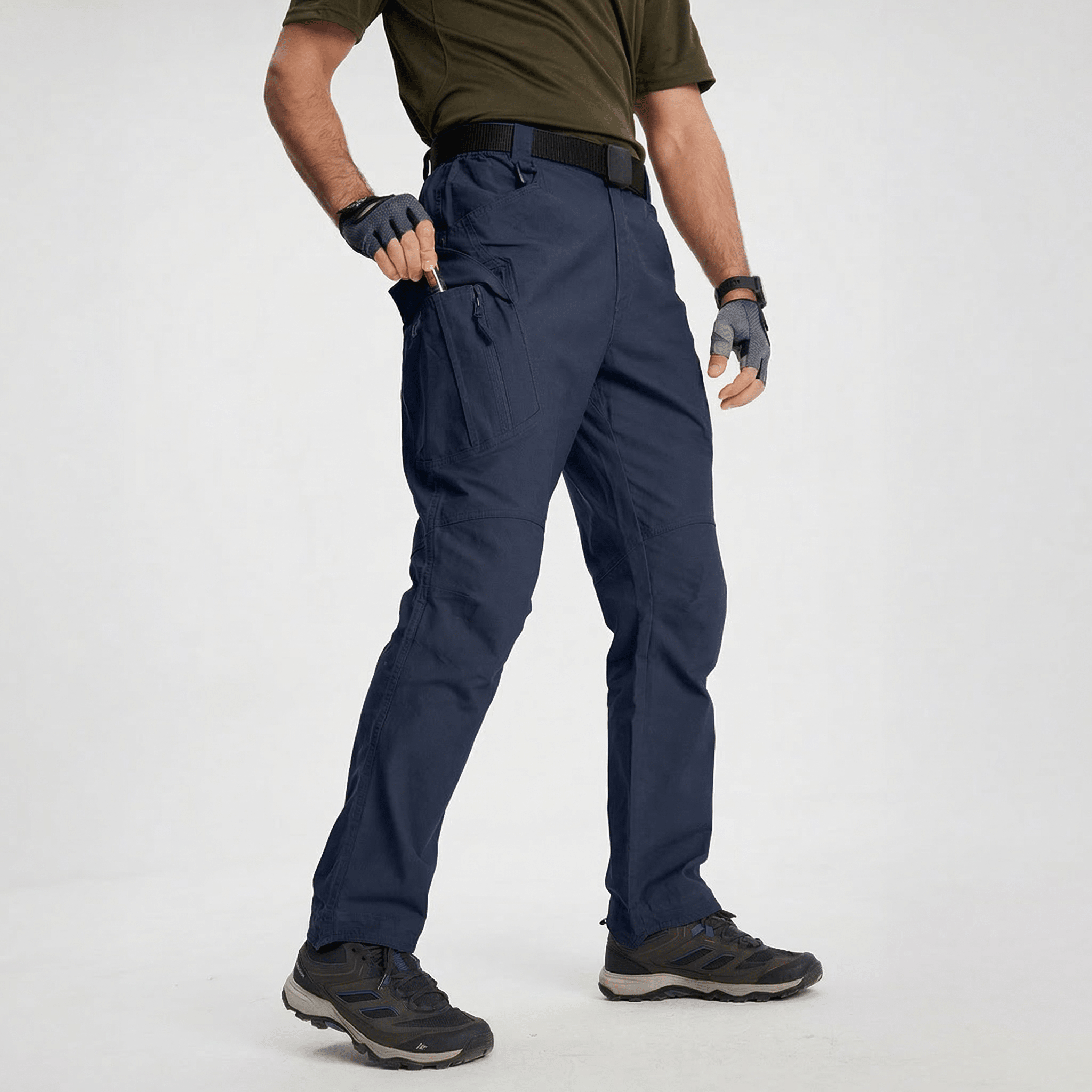 Men's Quick Dry Hiking Pants - 9 Pockets Cargo Trousers Navy by MAGCOMSEN