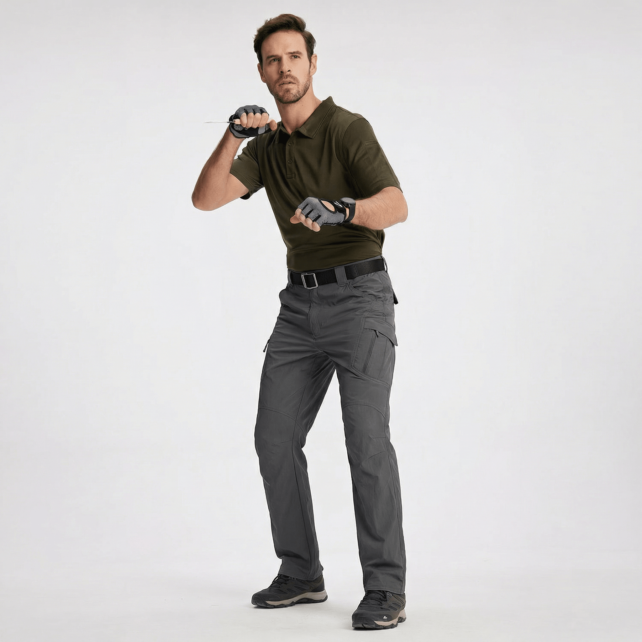 Men's Quick Dry Hiking Pants - 9 Pockets Cargo Trousers Grey by MAGCOMSEN