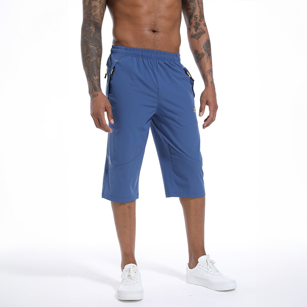 Blue Grey Men's Quick Dry Hiking Running Shorts-MAGCOMSEN