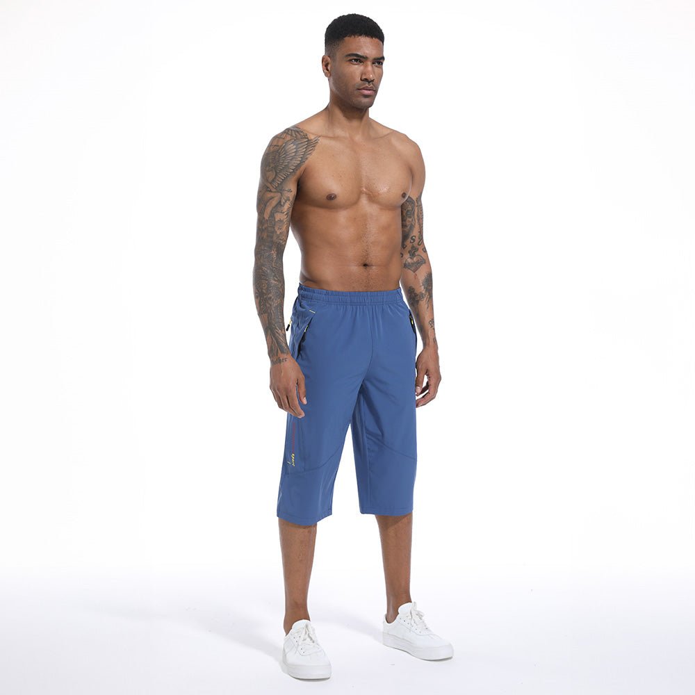 Blue Grey Men's Quick Dry Hiking Running Shorts-MAGCOMSEN