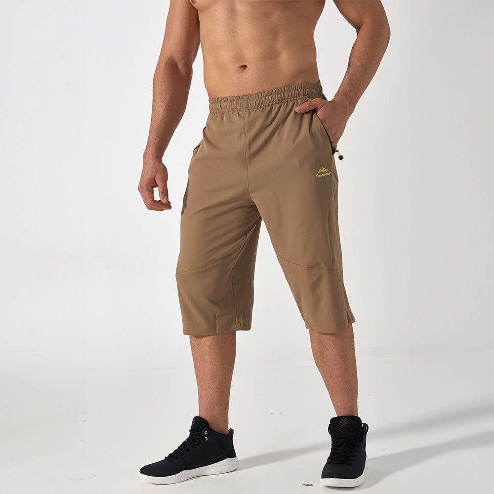 Khaki  Men's Quick Dry Hiking Running Shorts-MAGCOMSEN
