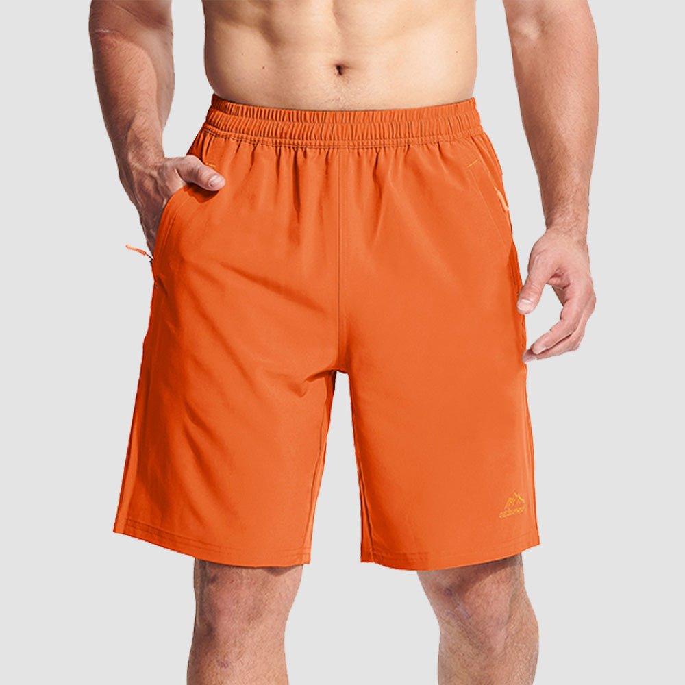 Orange Men's Quick Dry Hiking Shorts with Zipper Pockets - Lightweight Athletic Shorts - MAGCOMSEN