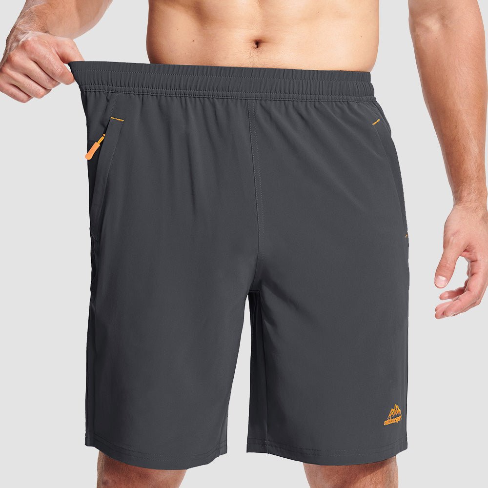 Deep Grey Men's Quick Dry Hiking Shorts with Zipper Pockets - Lightweight Athletic Shorts - MAGCOMSEN