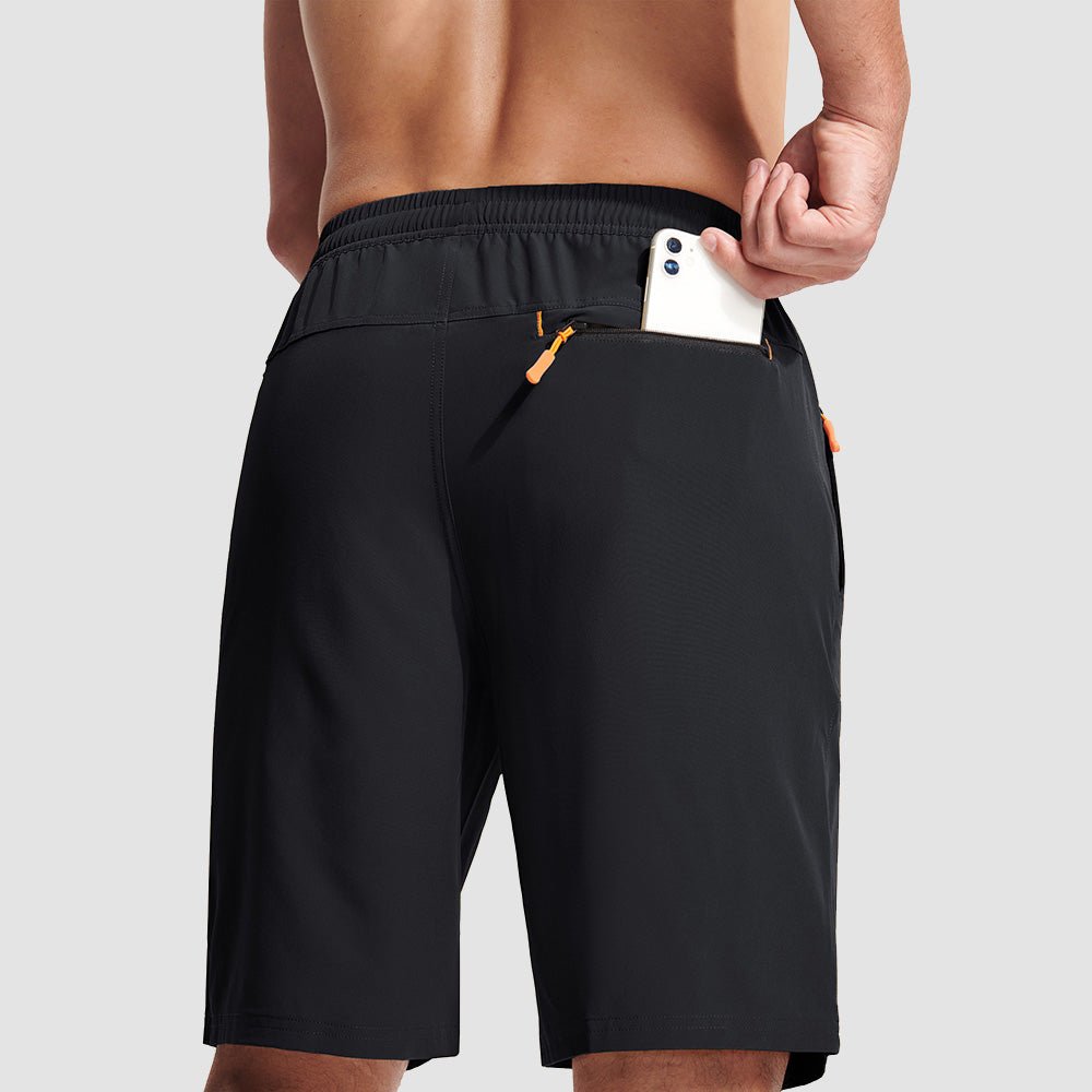 Black Men's Quick Dry Hiking Shorts with Zipper Pockets - Lightweight Athletic Shorts - MAGCOMSEN