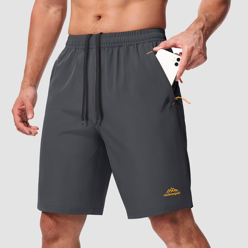 Deep Grey Men's Quick Dry Hiking Shorts with Zipper Pockets - Lightweight Athletic Shorts - MAGCOMSEN