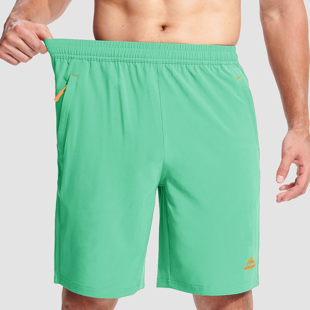 Mint Green Men's Quick Dry Hiking Shorts with Zipper Pockets - Lightweight Athletic Shorts - MAGCOMSEN