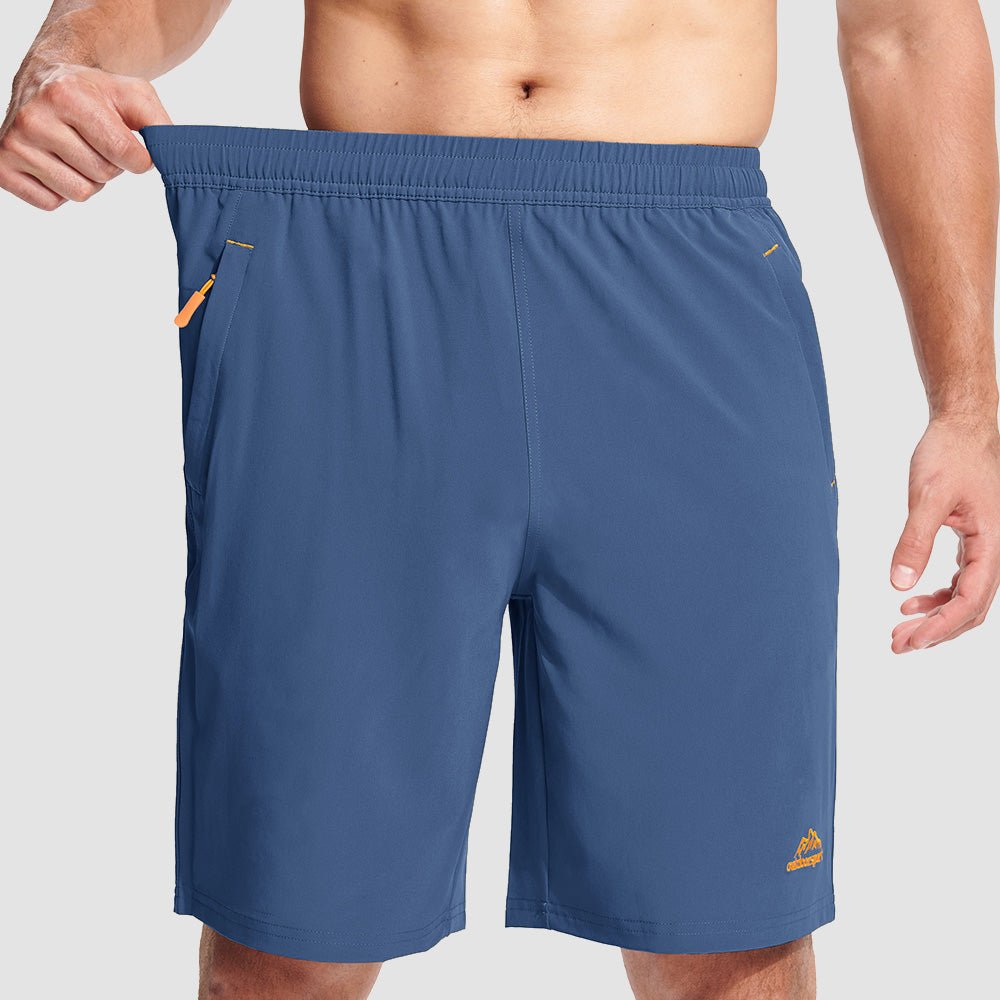 Blue Grey Men's Quick Dry Hiking Shorts with Zipper Pockets - Lightweight Athletic Shorts - MAGCOMSEN