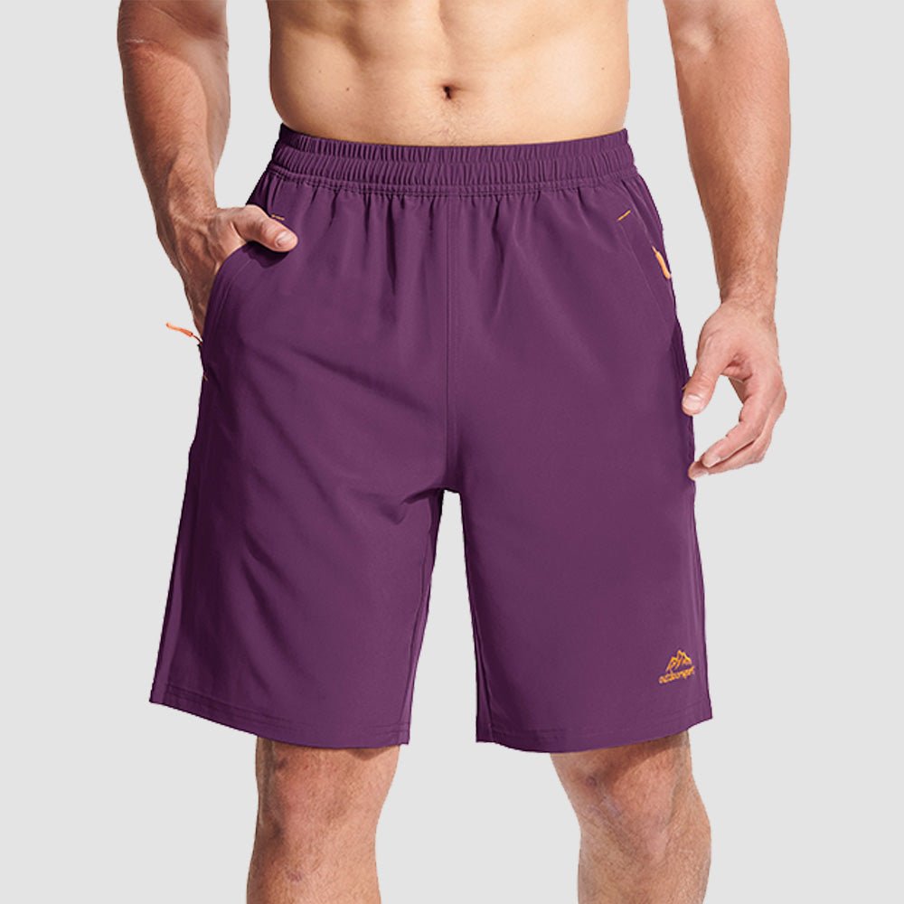 Purple Red Men's Quick Dry Hiking Shorts with Zipper Pockets - Lightweight Athletic Shorts - MAGCOMSEN