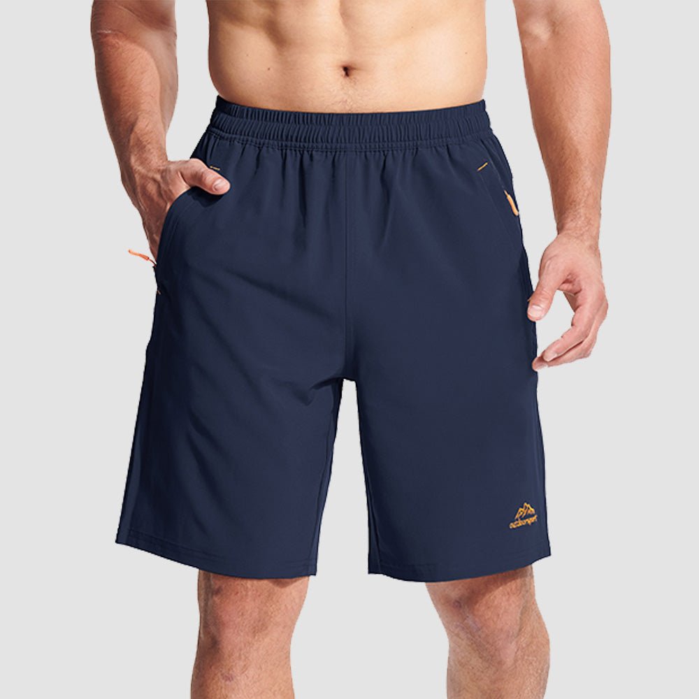 Navy Men's Quick Dry Hiking Shorts with Zipper Pockets - Lightweight Athletic Shorts - MAGCOMSEN