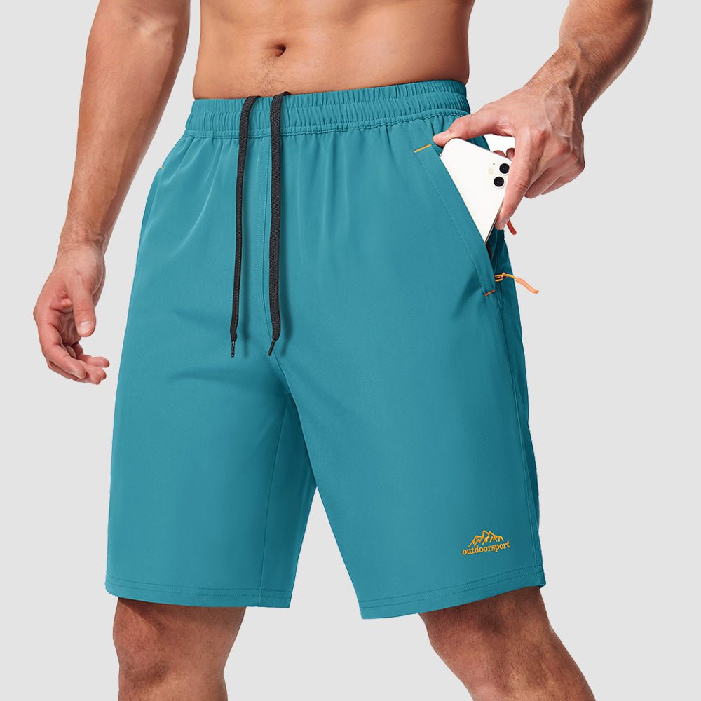 Lake Blue Men's Quick Dry Hiking Shorts with Zipper Pockets - Lightweight Athletic Shorts - MAGCOMSEN