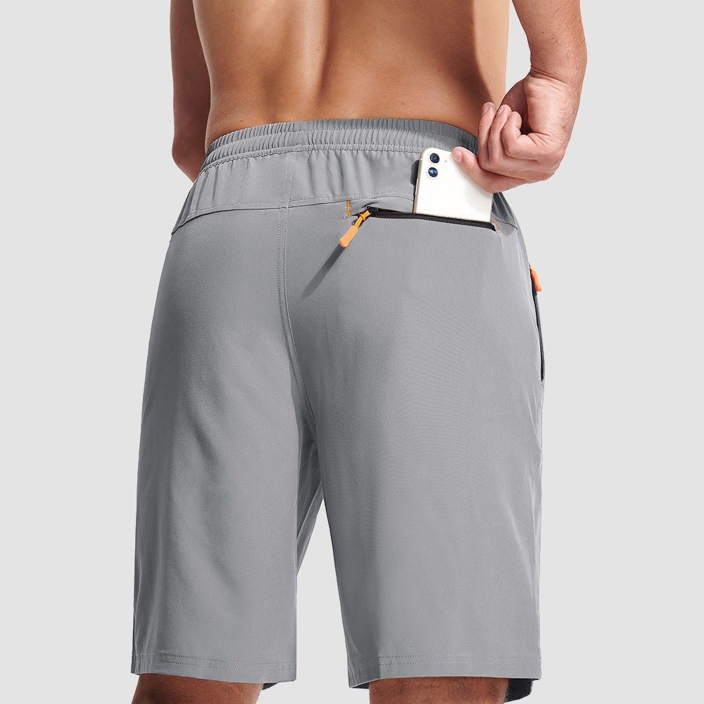 Lightweigt Grey Men's Quick Dry Hiking Shorts with Zipper Pockets - Lightweight Athletic Shorts - MAGCOMSEN