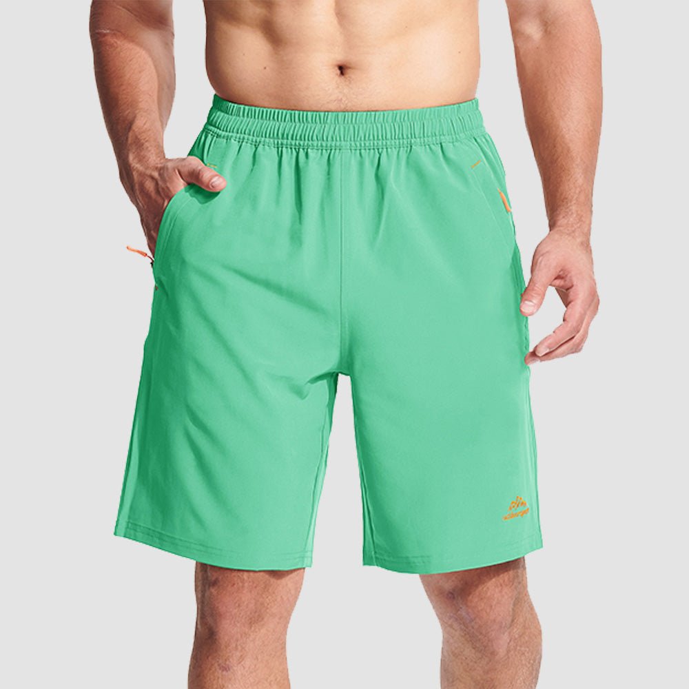 Mint Green Men's Quick Dry Hiking Shorts with Zipper Pockets - Lightweight Athletic Shorts - MAGCOMSEN