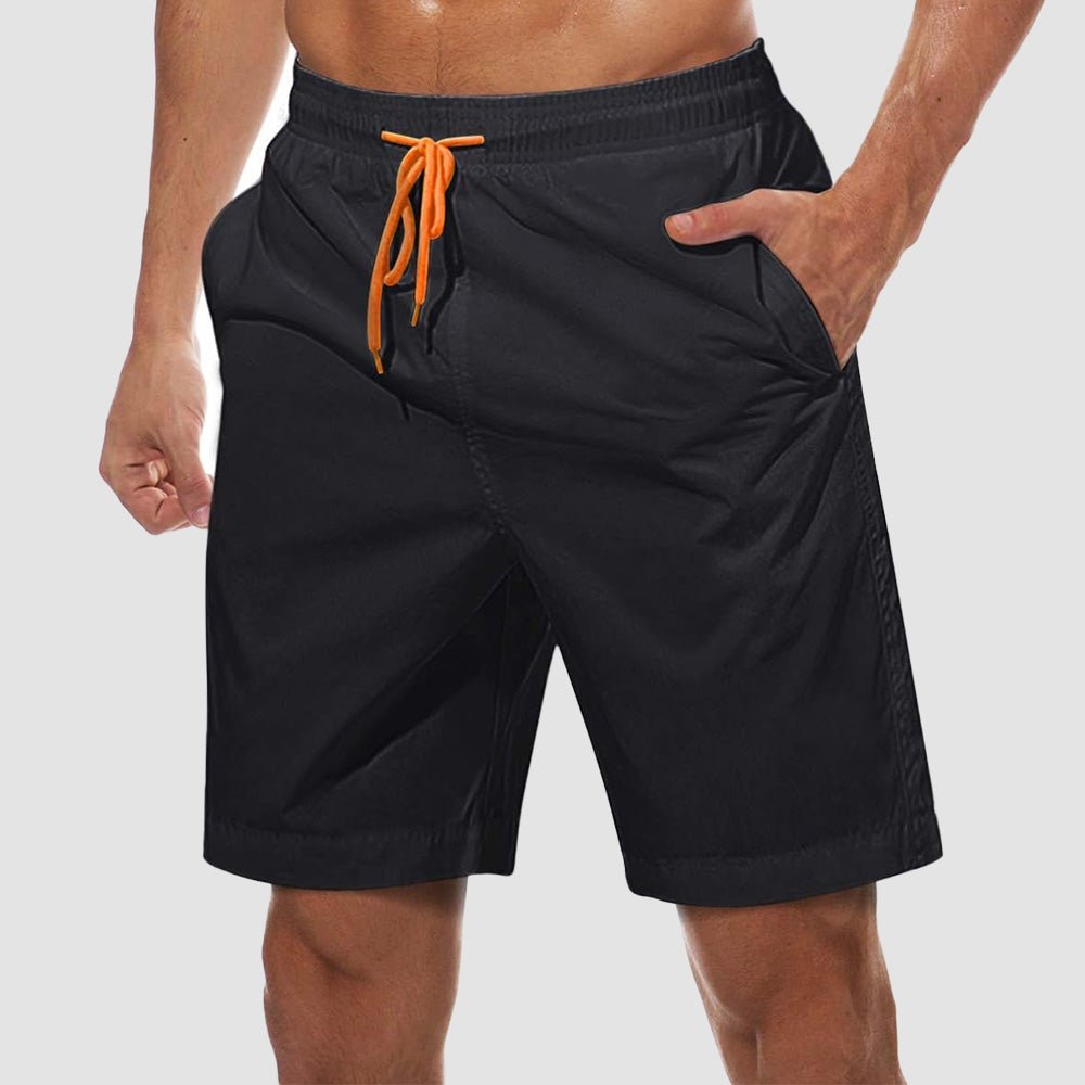 black Men's Quick Dry Swim Trunks - Mesh Lining, Multi - Pocket Shorts - MAGCOMSEN