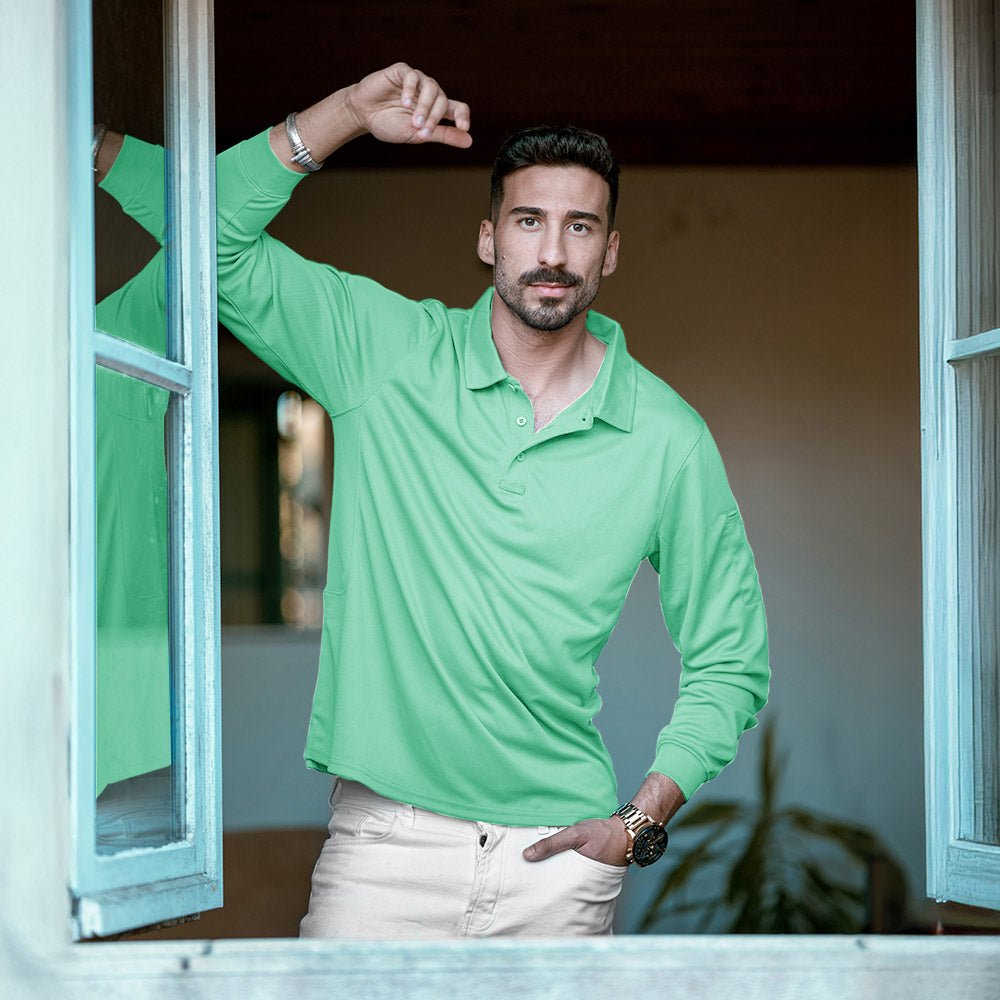 Mint Men's Quick Dry Tactical Polo - Long Sleeve Performance Shirt - MAGCOMSEN