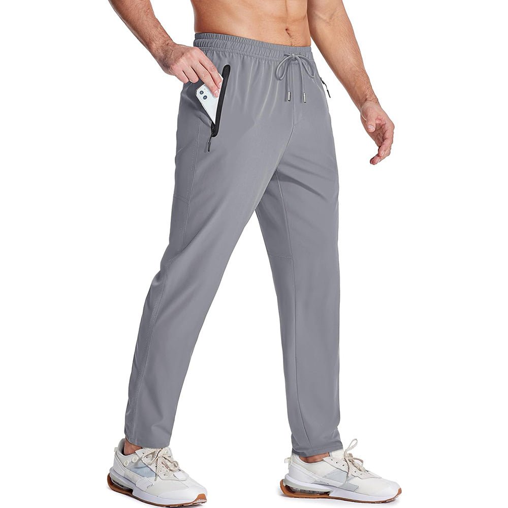 Men's Quick Dry Track Pants - Lightweight, Zipper Pockets - MAGCOMSEN