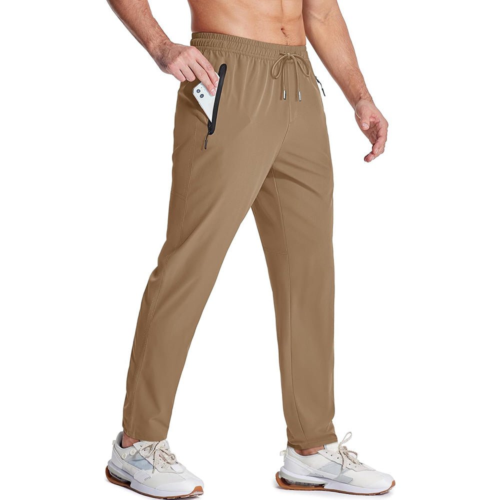 Men's Quick Dry Track Pants - Lightweight, Zipper Pockets - MAGCOMSEN