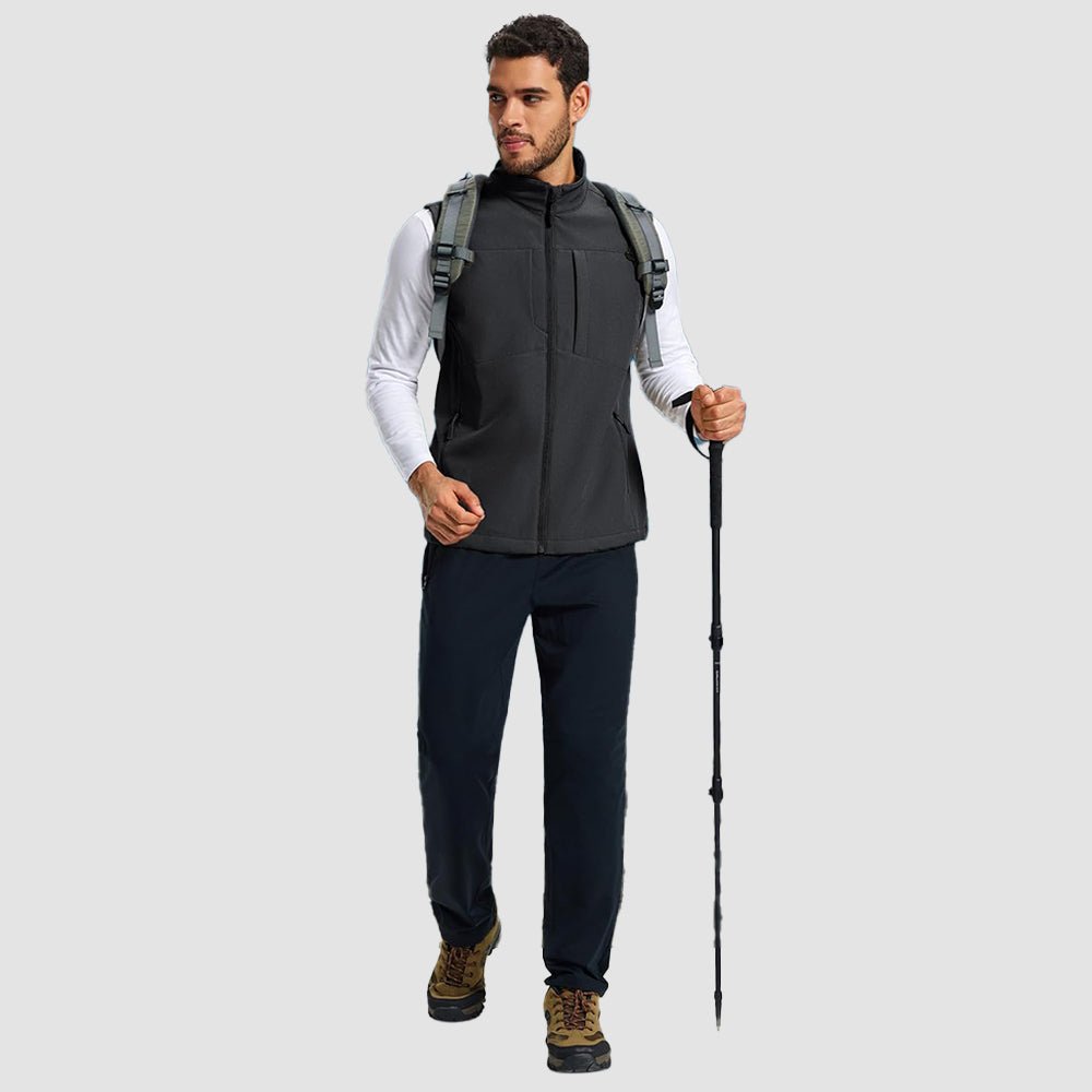 Dark Grey Men's Softshell Vest Windproof Lightweight Hiking Jacket - MAGCOMSEN