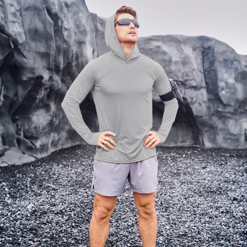 Grey Men's UPF 50+ Hooded Fishing Shirts | Sun Protection - MAGCOMSEN