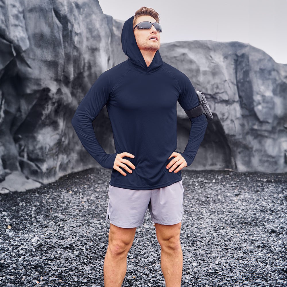 Navy Men's UPF 50+ Hooded Fishing Shirts | Sun Protection - MAGCOMSEN