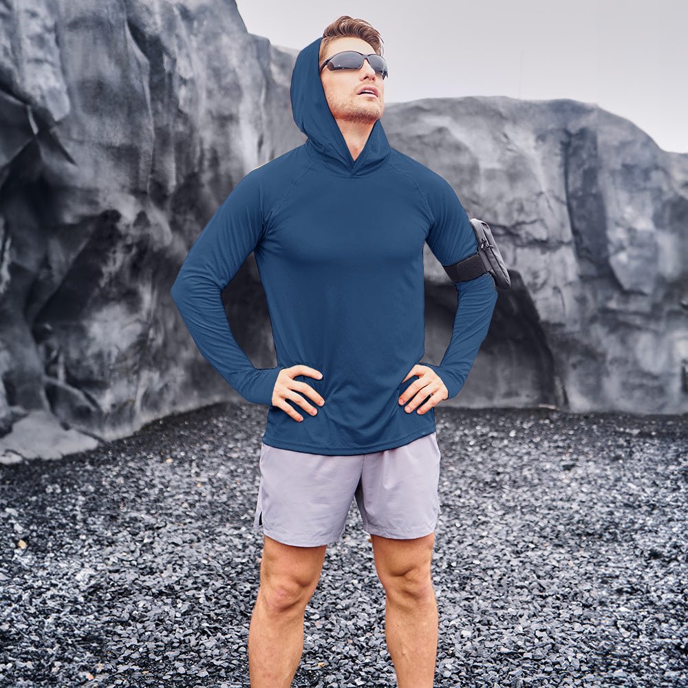 Blue Grey Men's UPF 50+ Hooded Fishing Shirts | Sun Protection - MAGCOMSEN