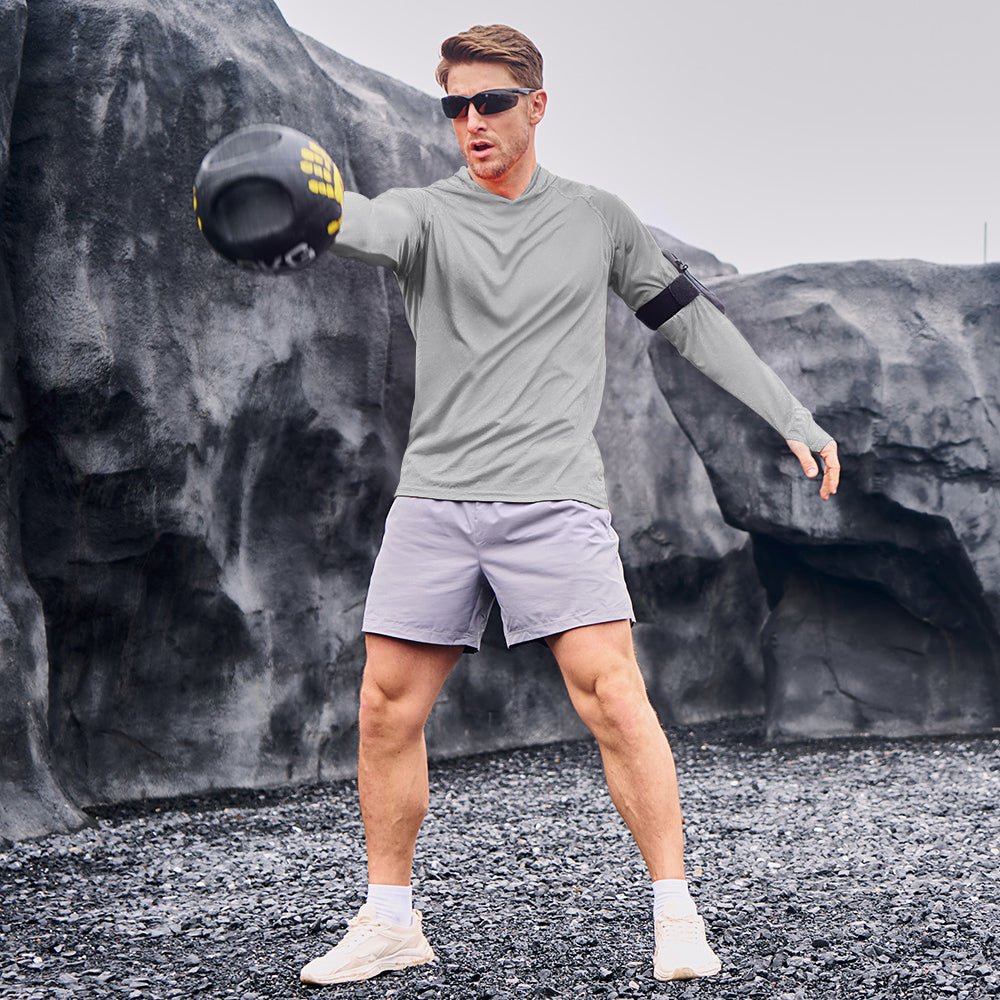 Grey Men's UPF 50+ Hooded Fishing Shirts | Sun Protection - MAGCOMSEN