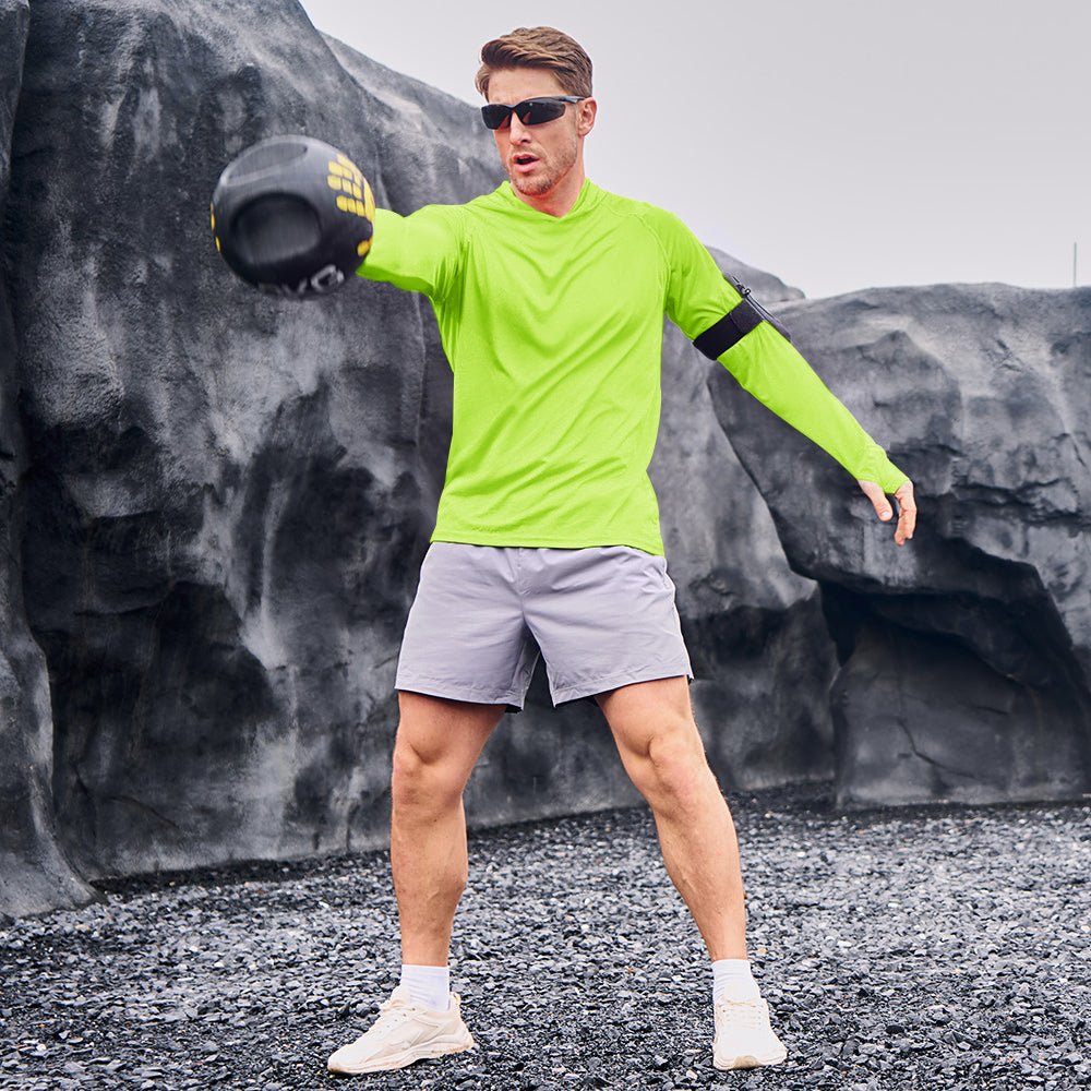 Fluorescent Green Men's UPF 50+ Hooded Fishing Shirts | Sun Protection - MAGCOMSEN