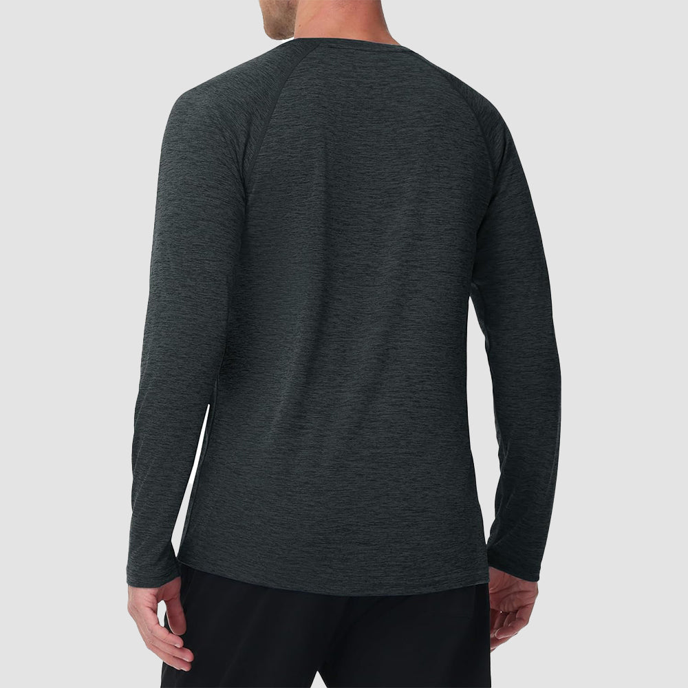 Black Men's UPF 50+ Long Sleeve Shirt Dry Fit for Fishing & Hiking - MAGCOMSEN