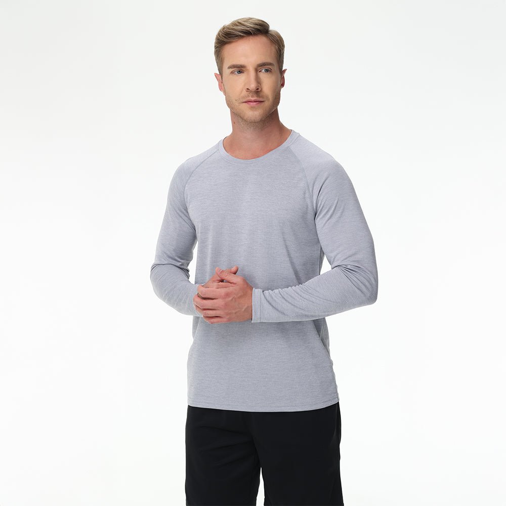 Light Grey Men's UPF 50+ Long Sleeve Shirt Dry Fit for Fishing & Hiking - MAGCOMSEN