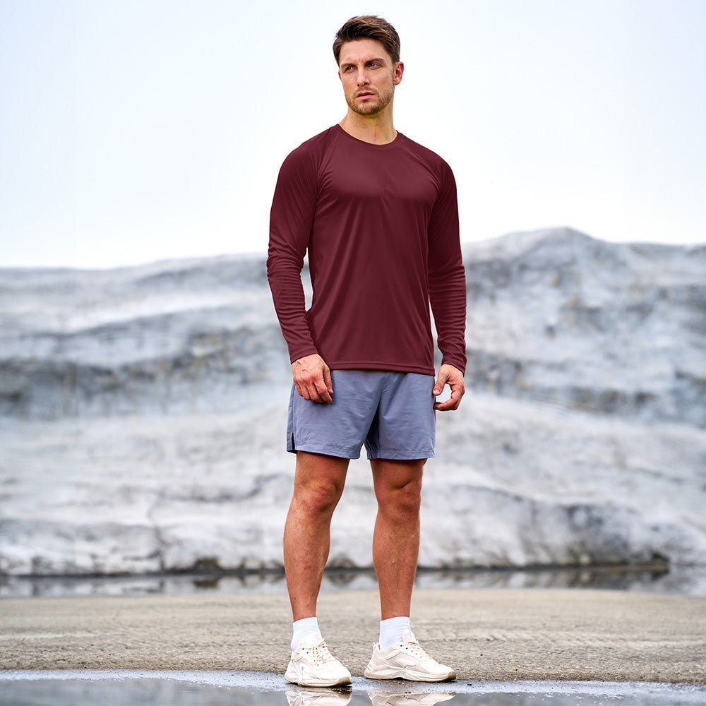 Wine Men's UPF 50+ Quick Dry Shirt - Sun Protection for Hiking - MAGCOMSEN