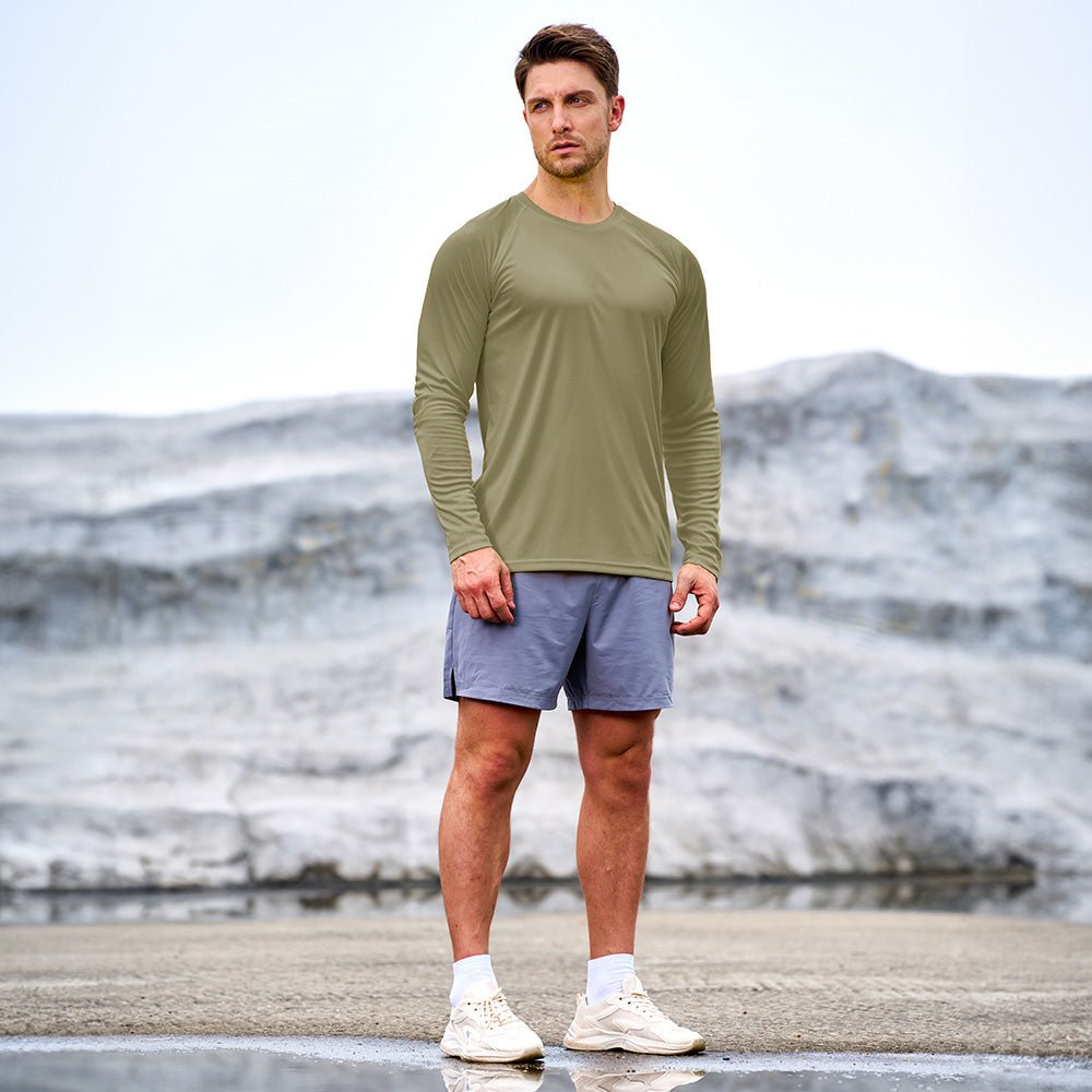Dull Cyan Men's UPF 50+ Quick Dry Shirt - Sun Protection for Hiking - MAGCOMSEN