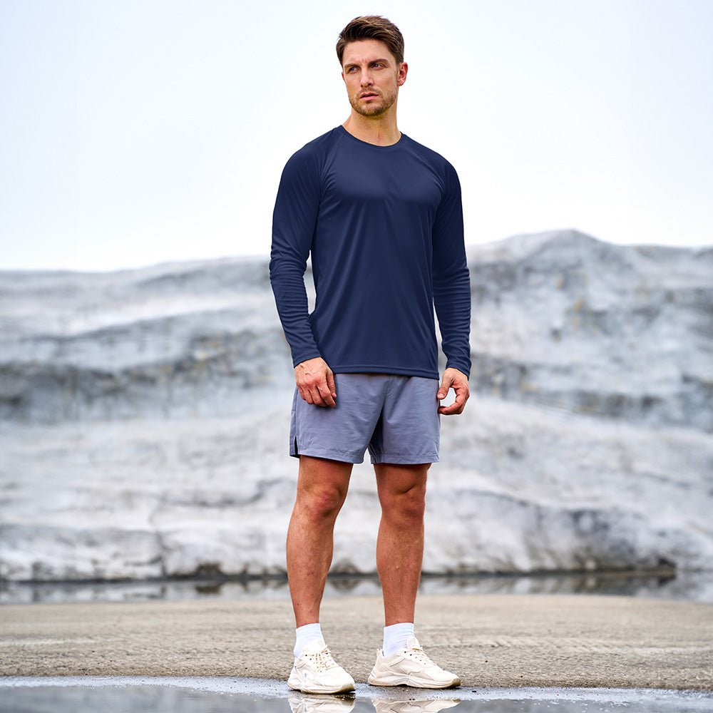 Navy Men's UPF 50+ Quick Dry Shirt - Sun Protection for Hiking - MAGCOMSEN