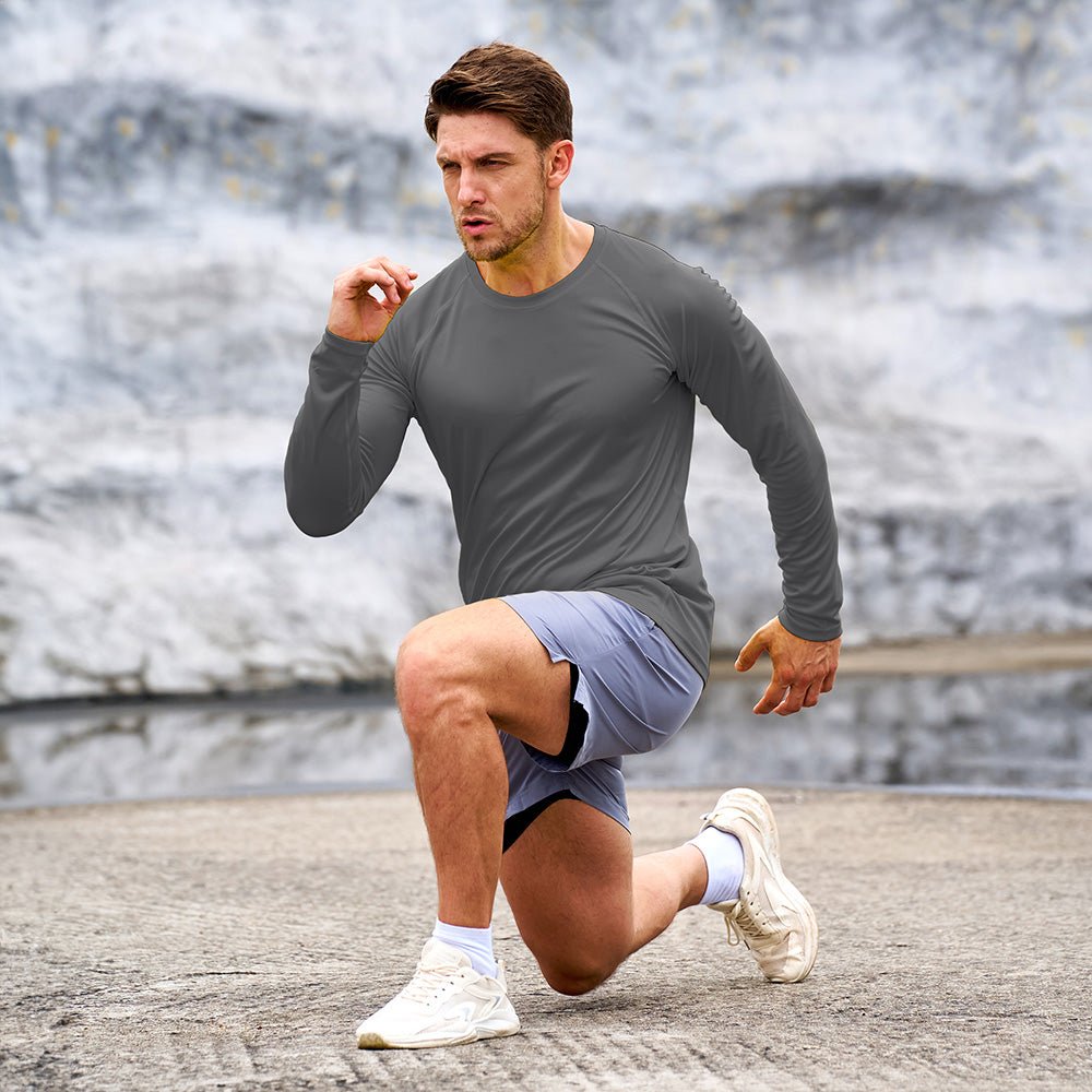 Dark Grey Men's UPF 50+ Quick Dry Shirt - Sun Protection for Hiking - MAGCOMSEN